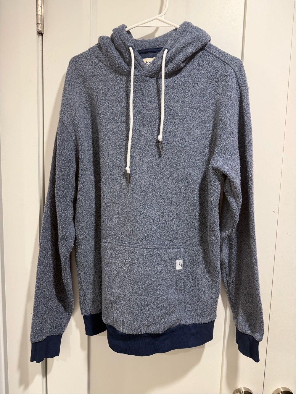 BlankedBlend Men's Blue Sherpa Hooded Pullover - Cozy Everyday Hoodie
